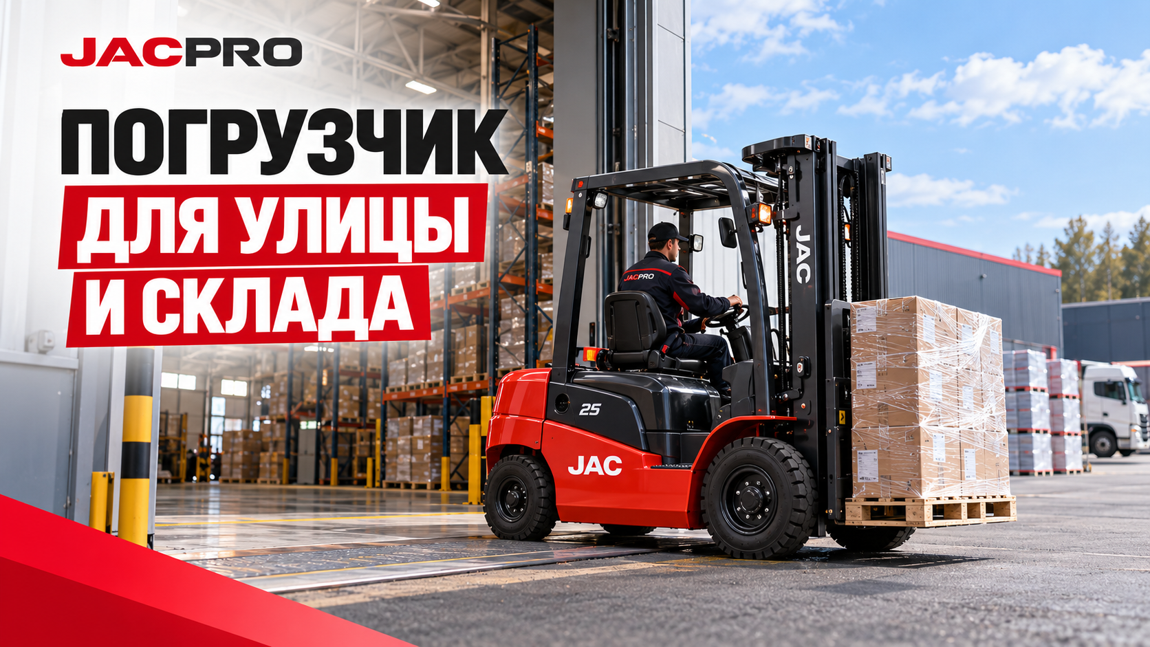 Вилочный погрузчик JAC для работы на открытой площадке и внутри склада